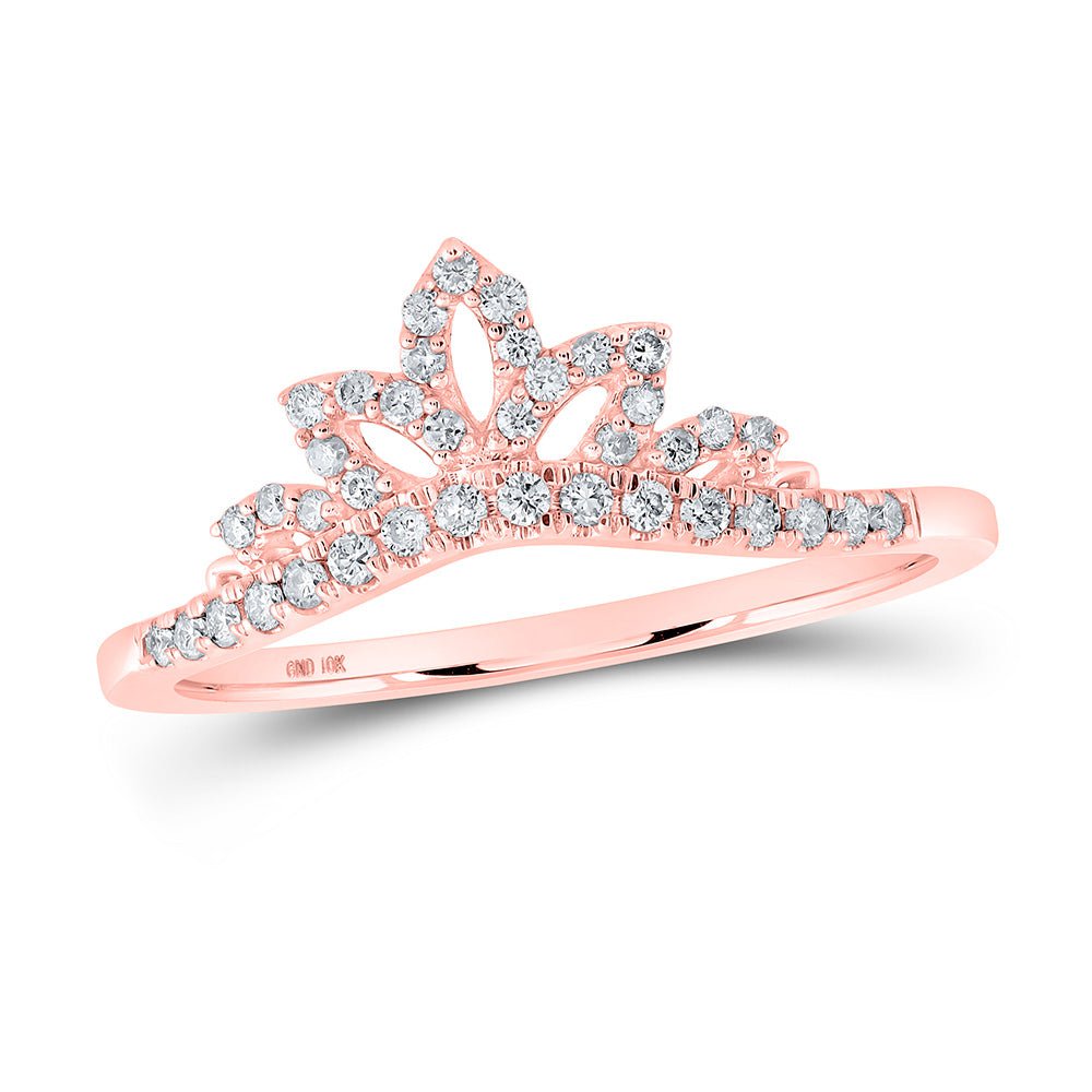 GND Diamond Ring Guard 10kt Rose Gold Womens Round Diamond Enhancer Wedding Band 1/5 Cttw