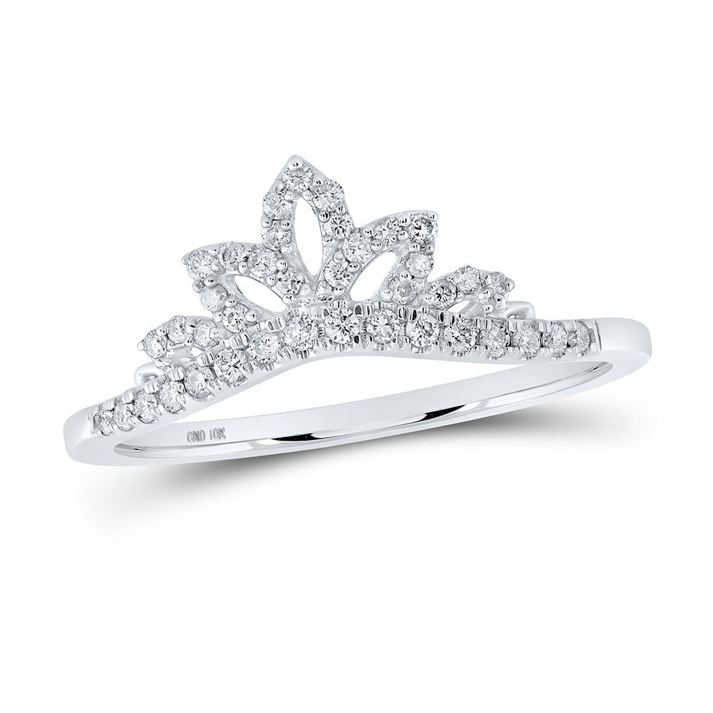 GND Diamond Ring Guard 10kt White Gold Womens Round Diamond Enhancer Wedding Band 1/5 Cttw