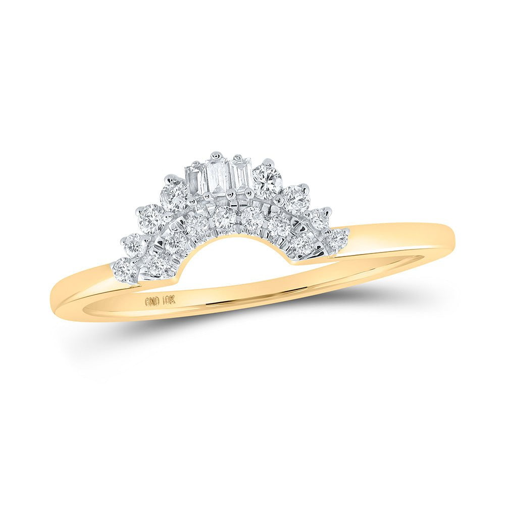 GND Diamond Ring Guard 10kt Yellow Gold Womens Baguette Diamond Enhancer Wedding Band 1/6 Cttw