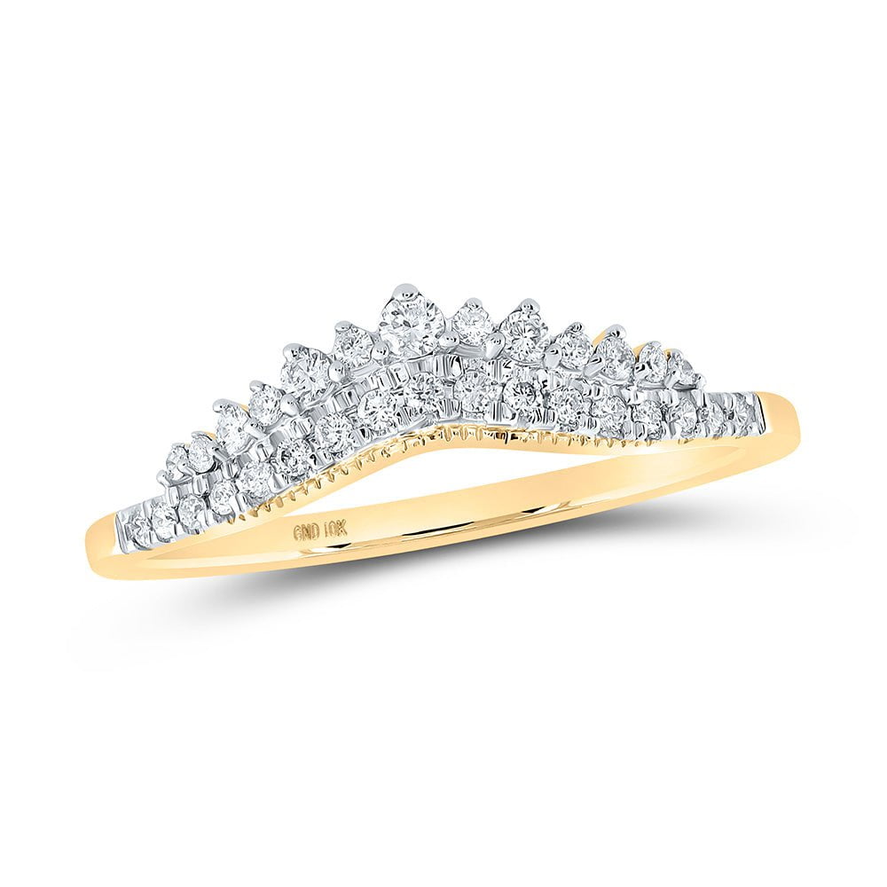 GND Diamond Ring Guard 10kt Yellow Gold Womens Round Diamond Enhancer Wedding Band 1/5 Cttw