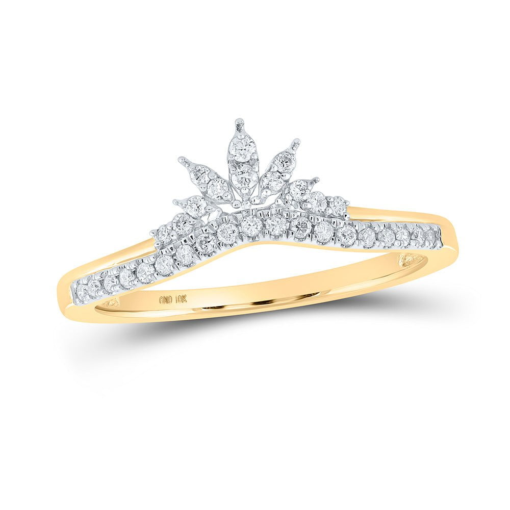 GND Diamond Ring Guard 10kt Yellow Gold Womens Round Diamond Enhancer Wedding Band 1/6 Cttw
