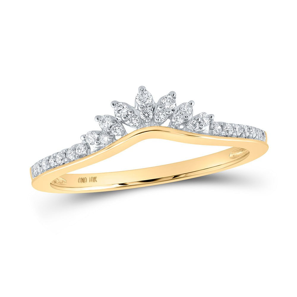 GND Diamond Ring Guard 10kt Yellow Gold Womens Round Diamond Enhancer Wedding Band 1/6 Cttw