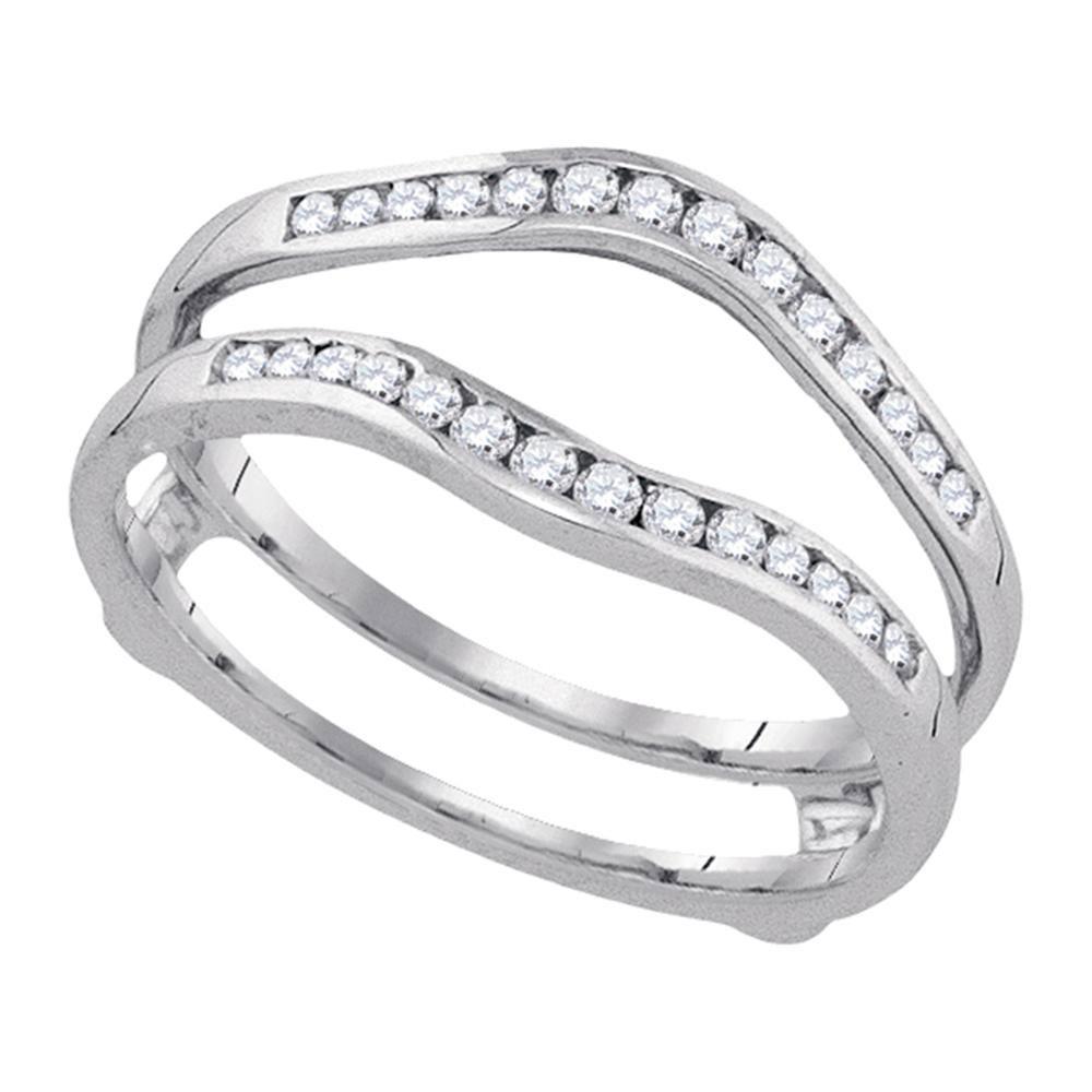 GND Diamond Ring Guard 14k White Gold Womens Round Diamond Wedding Bridal Enhancer Band Wrap 1 Cttw