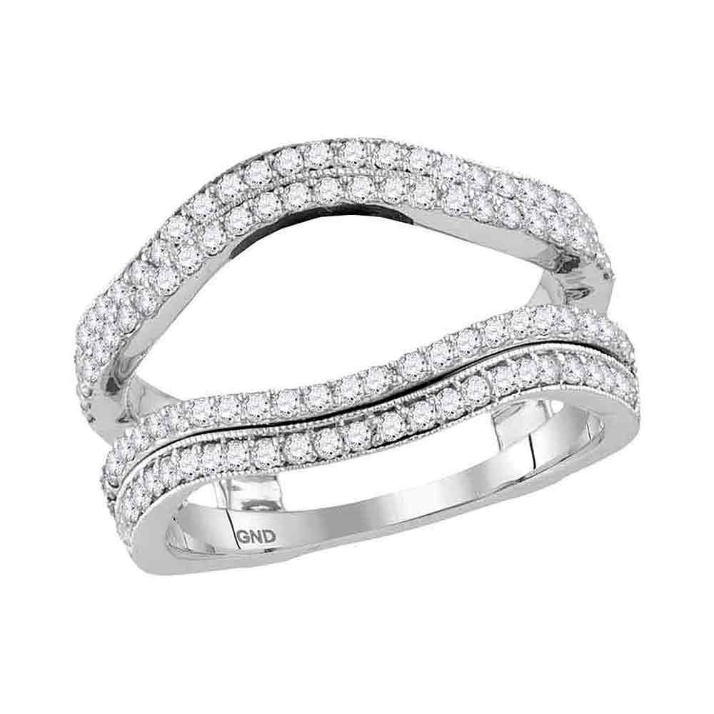 GND Diamond Ring Guard 14kt White Gold Womens Round Diamond Solitaire Enhancer Wedding Band 3/4 Cttw