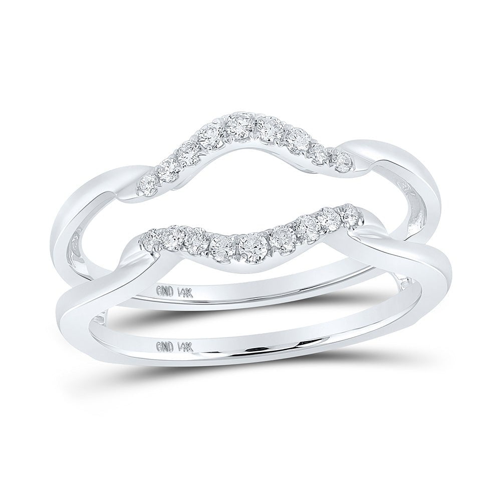 GND Diamond Ring Guard 14kt White Gold Womens Round Diamond Wrap Enhancer Wedding Band 1/5 Cttw