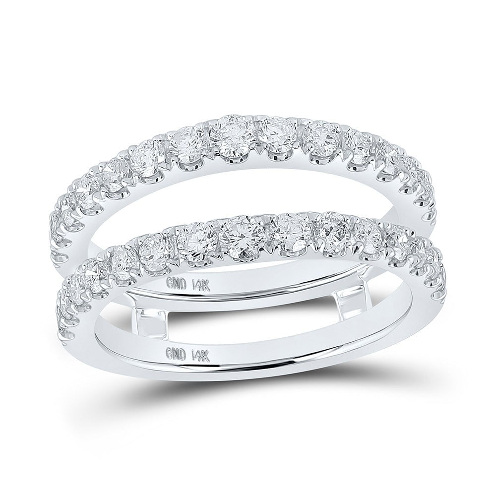 GND Diamond Ring Guard 14kt White Gold Womens Round Diamond Wrap Enhancer Wedding Band 1 Cttw