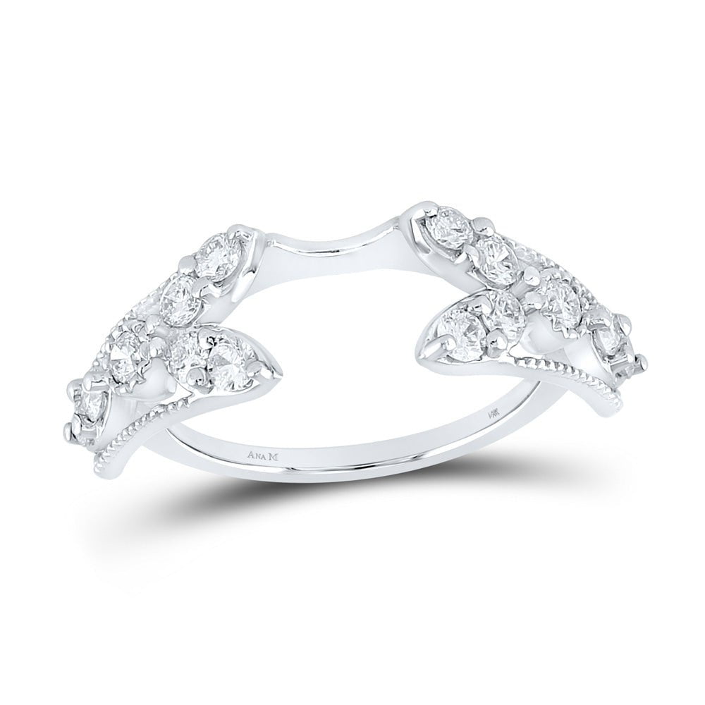 GND Diamond Ring Guard 14kt White Gold Womens Round Diamond Wrap Enhancer Wedding Band 3/4 Cttw
