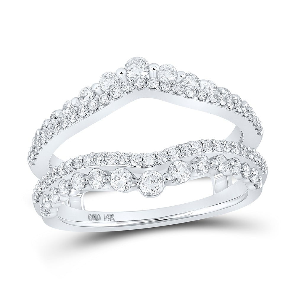 GND Diamond Ring Guard 14kt White Gold Womens Round Diamond Wrap Enhancer Wedding Band 7/8 Cttw