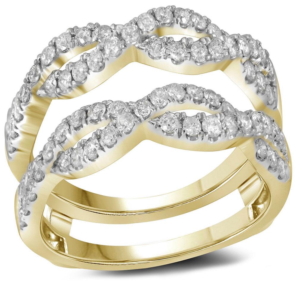 GND Diamond Ring Guard 14kt Yellow Gold Womens Round Diamond Solitaire Enhancer Wedding Band 3/4 Cttw