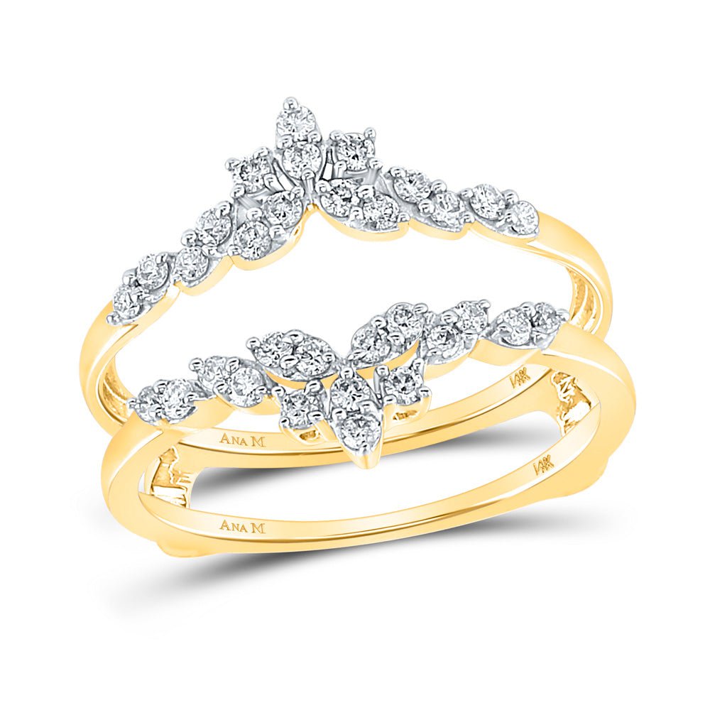 GND Diamond Ring Guard 14kt Yellow Gold Womens Round Diamond Wrap Enhancer Wedding Band 1/3 Cttw