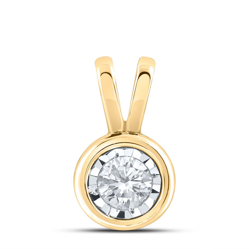 GND Diamond Solitaire Pendant 10kt Yellow Gold Womens Round Diamond Solitaire Pendant 1/4 Cttw