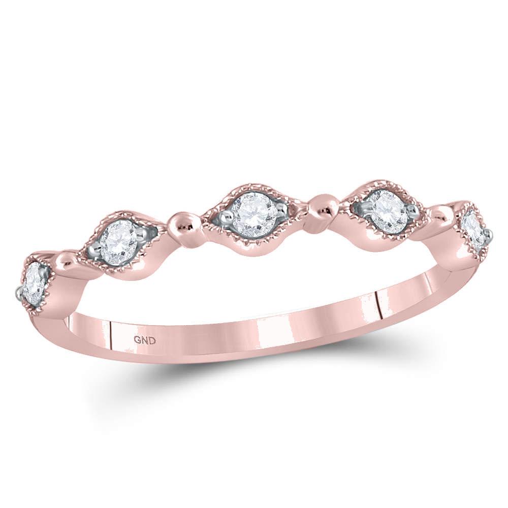Heartbeat Ring With Diamond - Sterling Silver & 10KT Rose Gold, 0.075 CTTW Round White Diamond Ring