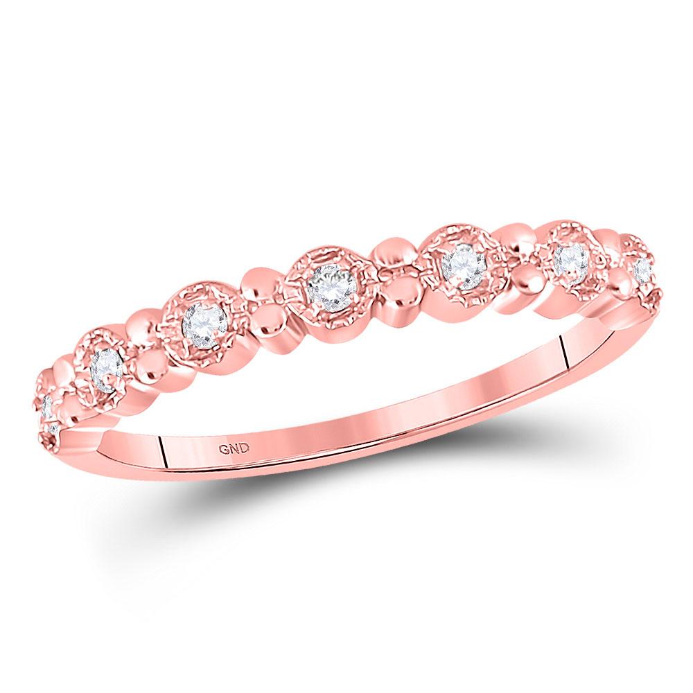 GND Diamond Stackable Band 10kt Rose Gold Womens Round Diamond Stackable Band Ring 1/10 Cttw