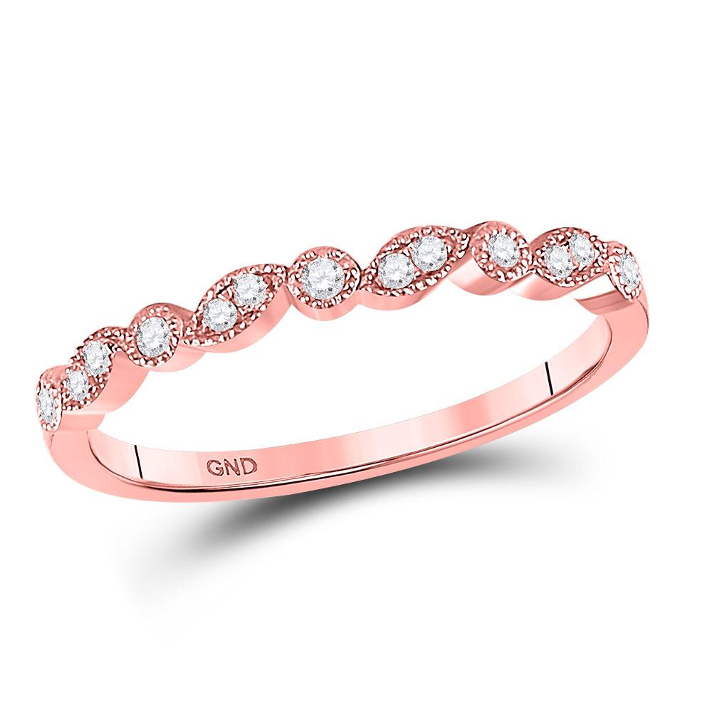 GND Diamond Stackable Band 10kt Rose Gold Womens Round Diamond Stackable Band Ring 1/10 Cttw