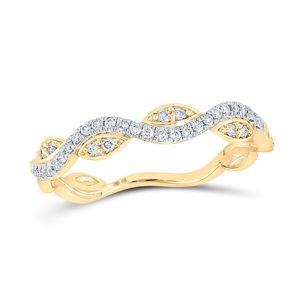 GND Diamond Stackable Band 10kt Two-tone Gold Womens Round Diamond Wavy Stackable Band Ring 1/6 Cttw