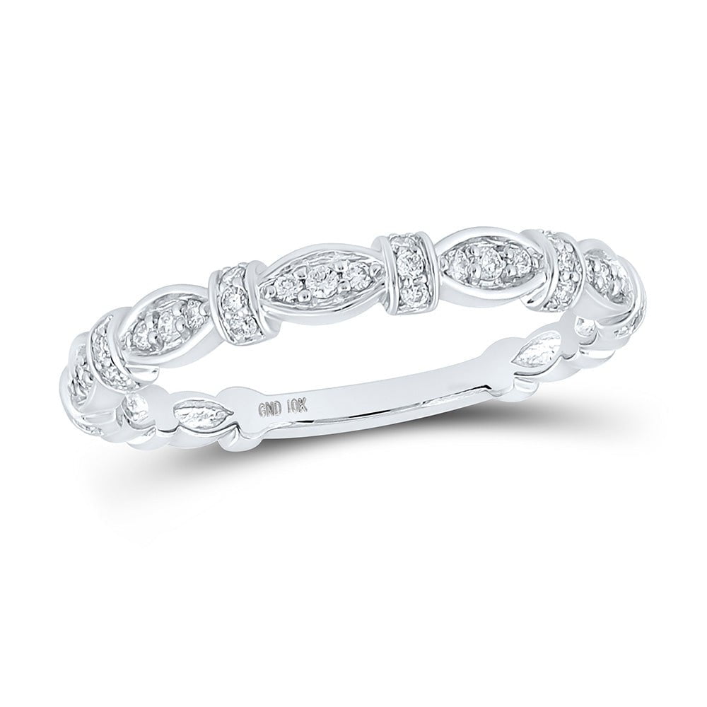 GND Diamond Stackable Band 10kt White Gold Womens Round Diamond Stackable Band Ring 1/6 Cttw