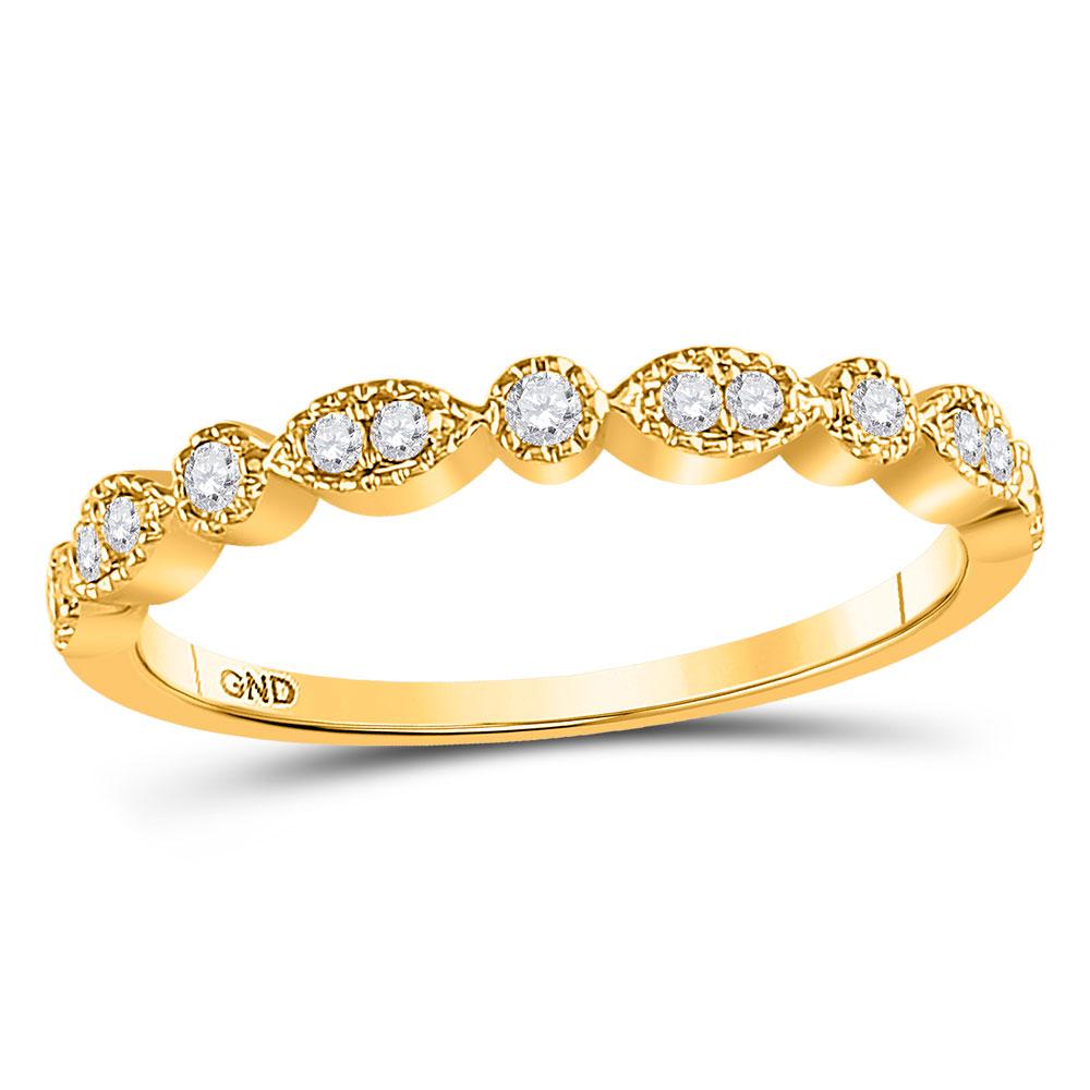 GND Diamond Stackable Band 10kt Yellow Gold Womens Round Diamond Marquise Dot Stackable Band Ring 1/6 Cttw