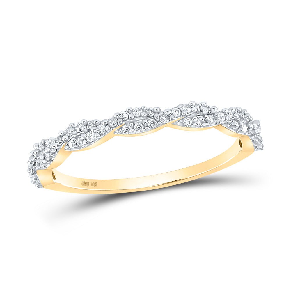 GND Diamond Stackable Band 10kt Yellow Gold Womens Round Diamond Twist Stackable Band Ring 1/6 Cttw