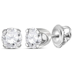GND Diamond Stud Earring 14kt White Gold Womens Round Diamond Solitaire Earrings 1/2 Cttw