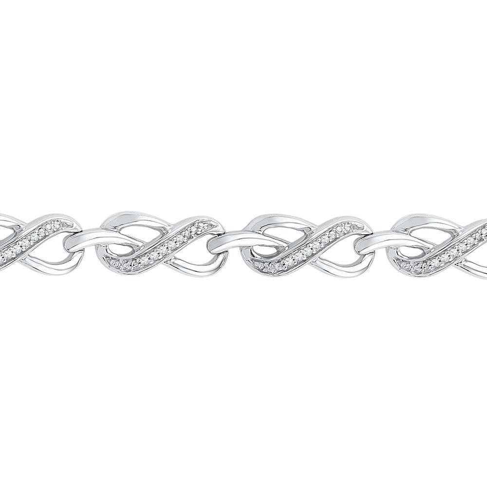 10kt White Gold Womens Round Diamond Infinity Link Bracelet 1/5 Cttw