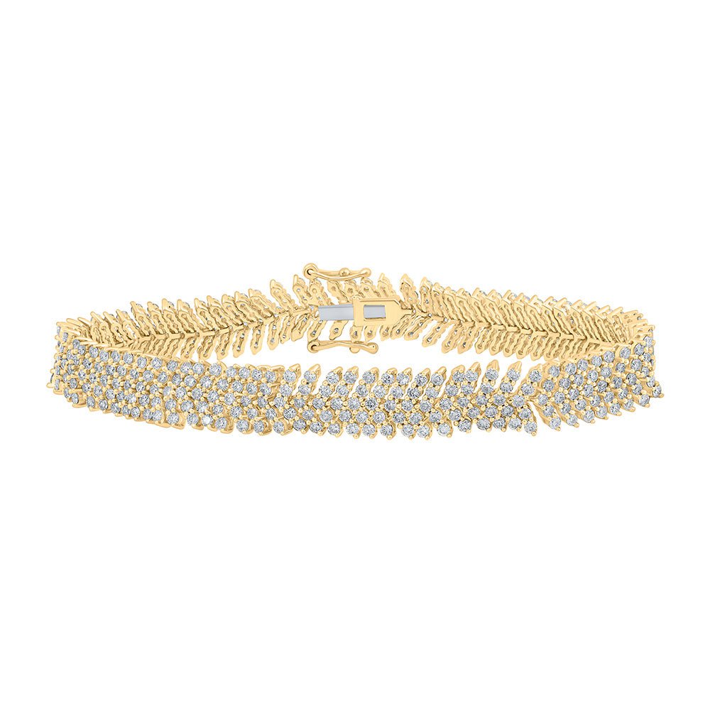GND Diamond Tennis Bracelet 10kt Yellow Gold Womens Round Diamond Fashion Bracelet 7-1/5 Cttw