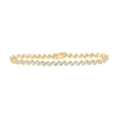 GND Diamond Tennis Bracelet 10kt Yellow Gold Womens Round Diamond Tennis Bracelet 1-1/2 Cttw
