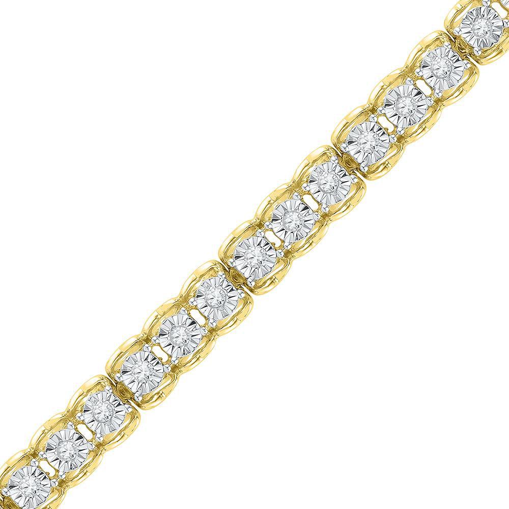 GND Diamond Tennis Bracelet 10kt Yellow Gold Womens Round Diamond Tennis Bracelet 1/2 Cttw