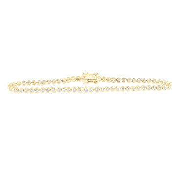 10kt Yellow Gold Womens Round Diamond Tennis Bracelet 7/8 Cttw