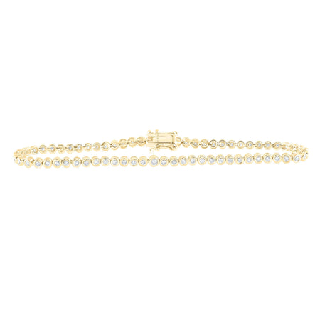 10kt Yellow Gold Womens Round Diamond Tennis Bracelet 7/8 Cttw