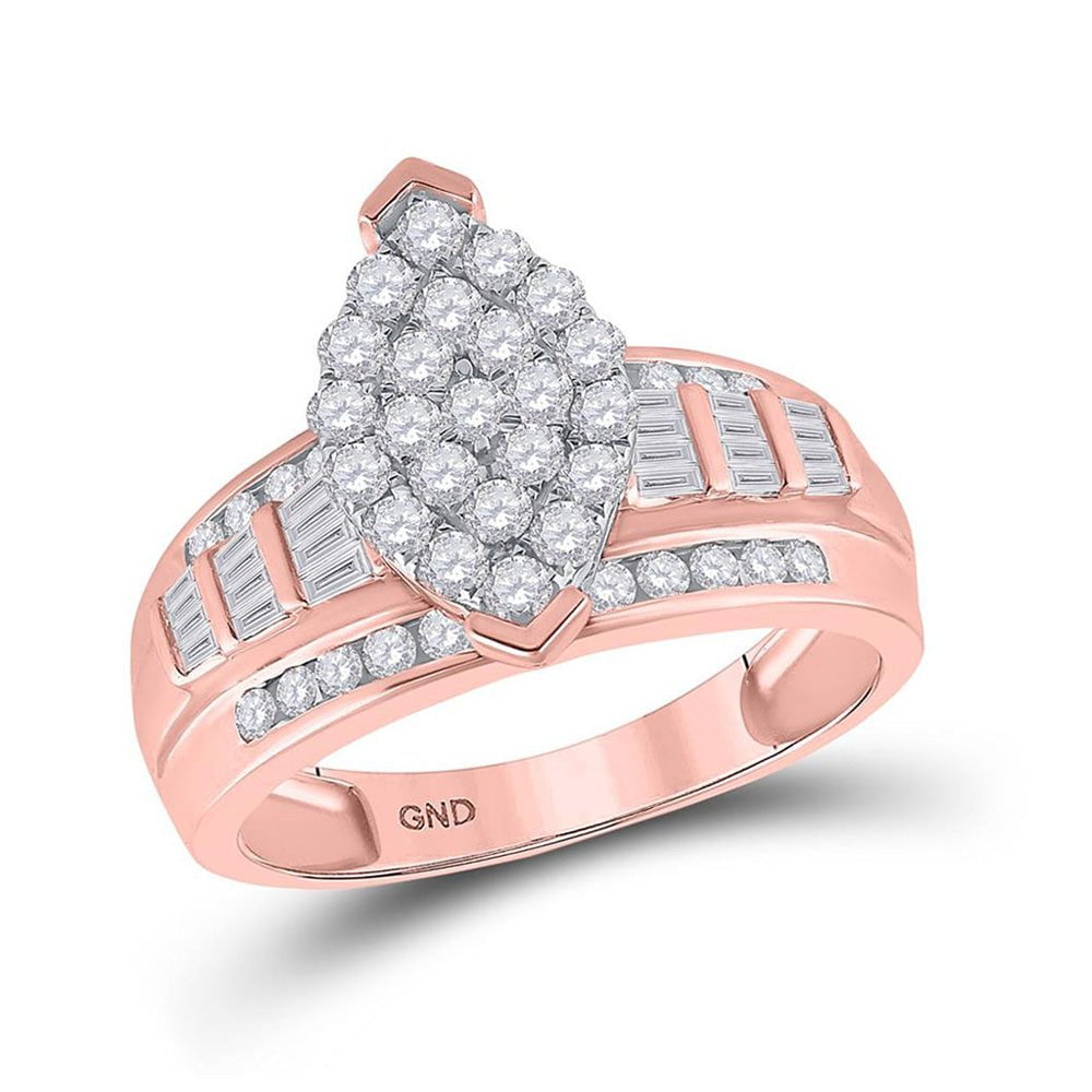 GND Engagement Bridal Ring 10kt Rose Gold Round Diamond Cluster Bridal Wedding Engagement Ring 1 Cttw