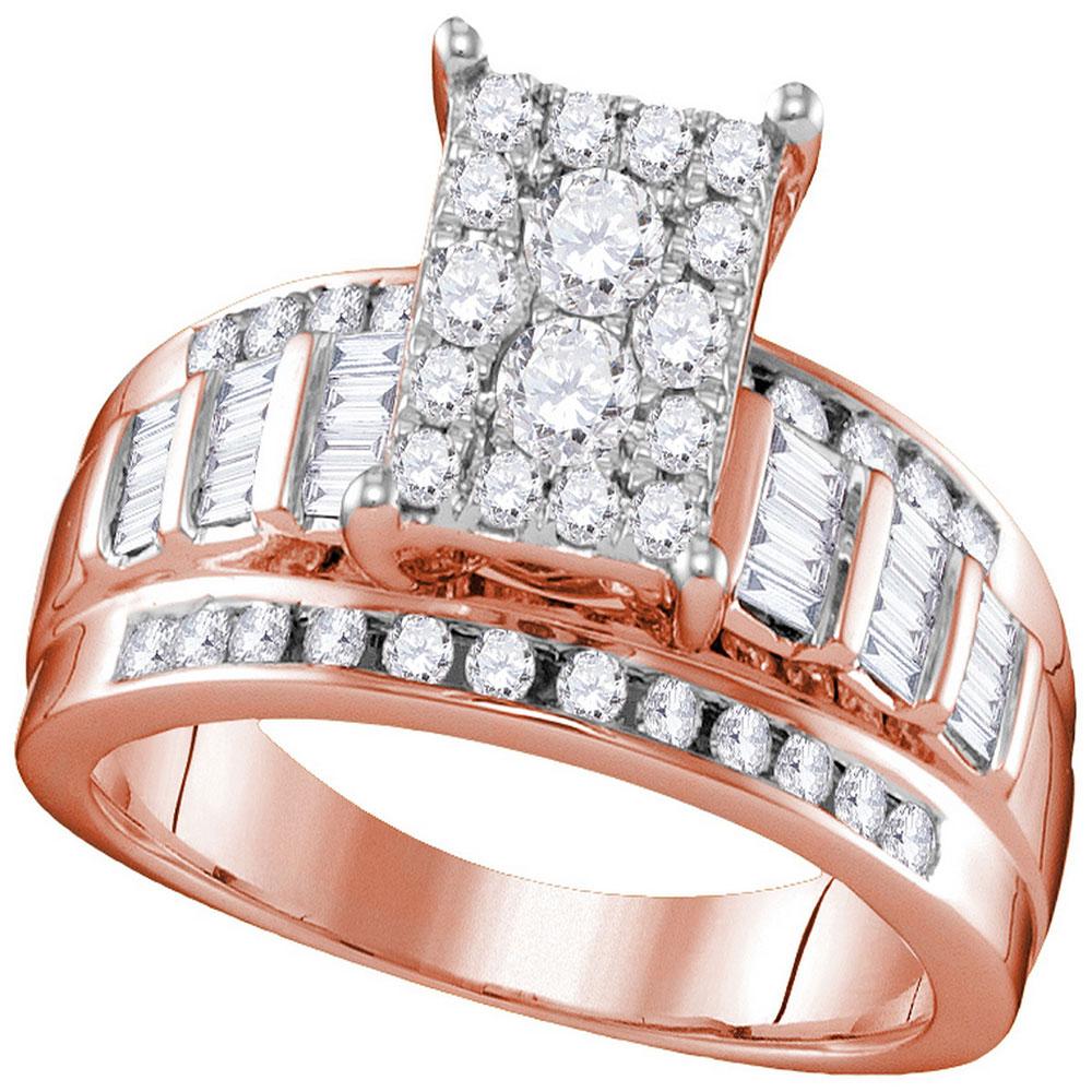 GND Engagement Bridal Ring 10kt Rose Gold Round Diamond Cluster Bridal Wedding Engagement Ring 7/8 Cttw