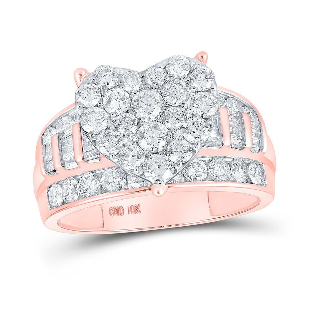 GND Engagement Bridal Ring 10kt Rose Gold Round Diamond Heart Bridal Wedding Engagement Ring 2 Cttw