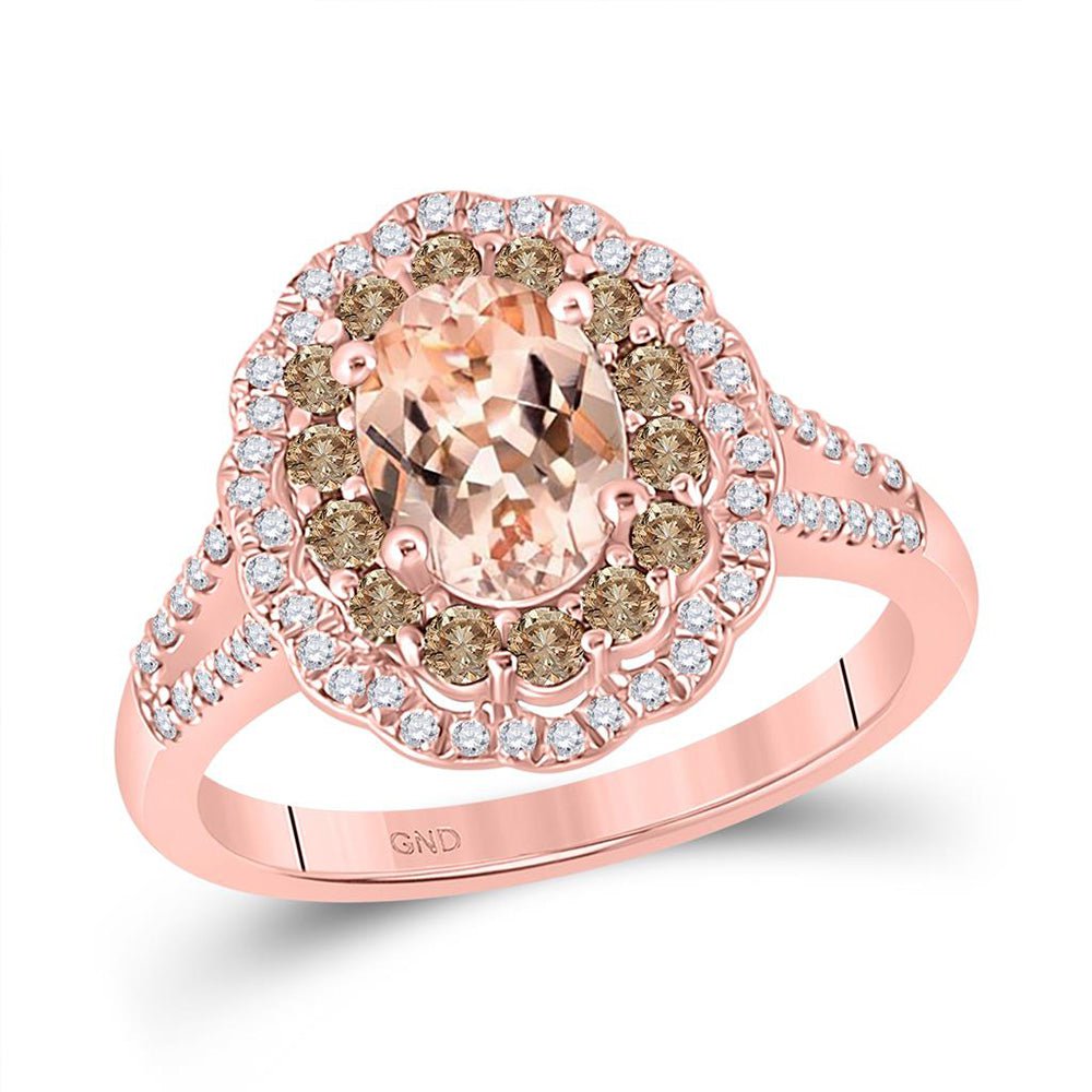 GND Engagement Bridal Ring 10kt Rose Gold Round Morganite Solitaire Bridal Wedding Engagement Ring 1-3/8 Cttw