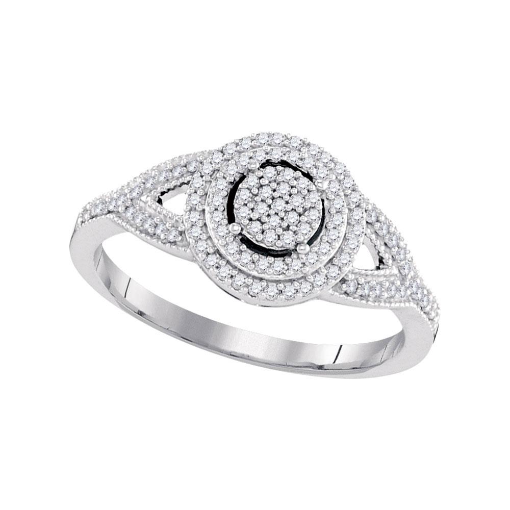 GND Engagement Bridal Ring 10kt White Gold Round Diamond Circle Cluster Bridal Wedding Engagement Ring 1/4 Cttw