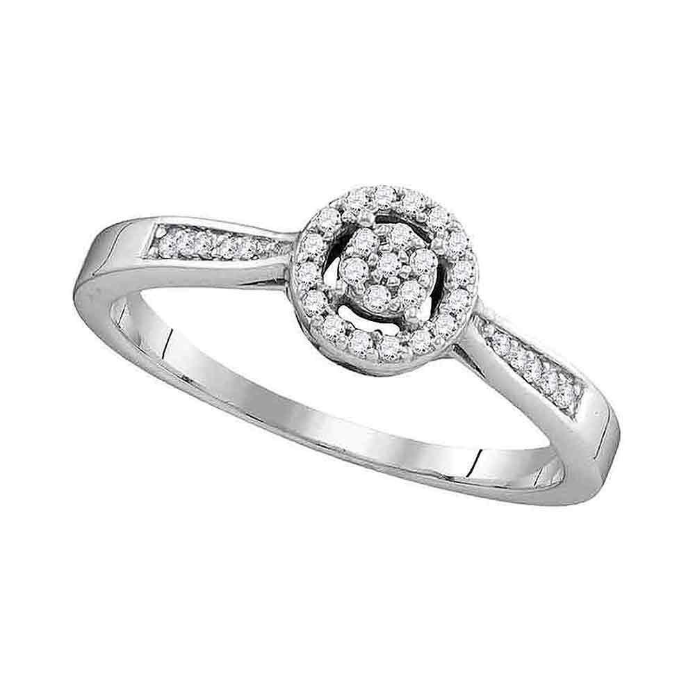 GND Engagement Bridal Ring 10kt White Gold Round Diamond Cluster Bridal Wedding Engagement Ring 1/8 Cttw