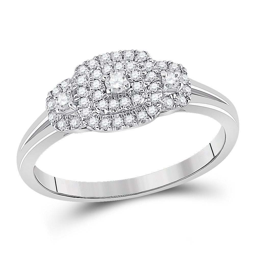 GND Engagement Bridal Ring 10kt White Gold Round Diamond Halo Bridal Wedding Engagement Ring 1/4 Cttw