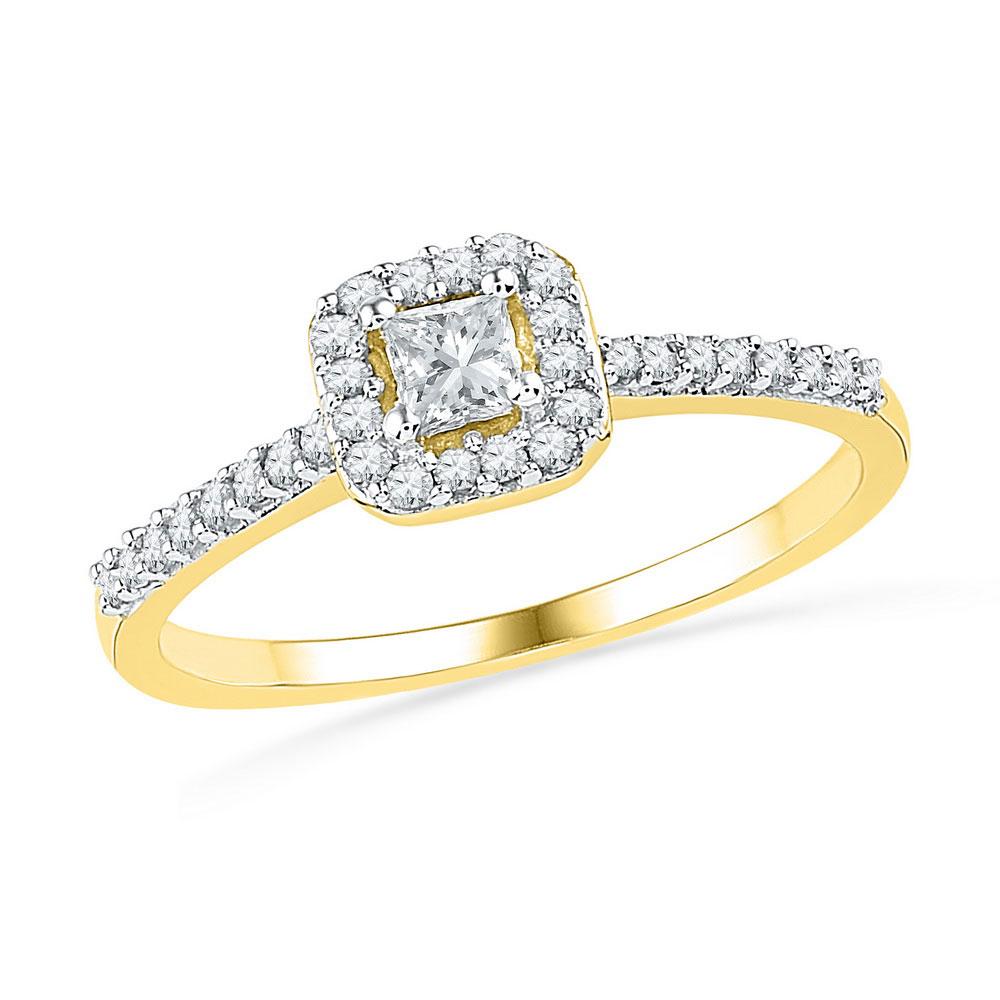 GND Engagement Bridal Ring 10kt Yellow Gold Princess Diamond Solitaire Bridal Wedding Engagement Ring 1/4 Cttw
