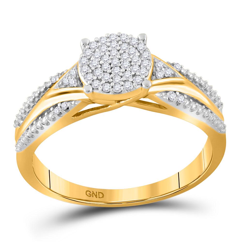 GND Engagement Bridal Ring 10kt Yellow Gold Round Diamond Cluster Bridal Wedding Engagement Ring 1/6 Cttw