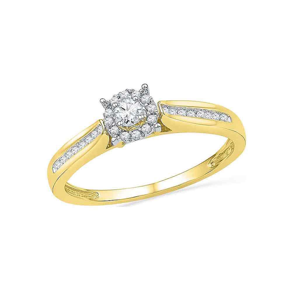 GND Engagement Bridal Ring 10kt Yellow Gold Round Diamond Solitaire Bridal Wedding Engagement Ring 1/6 Cttw