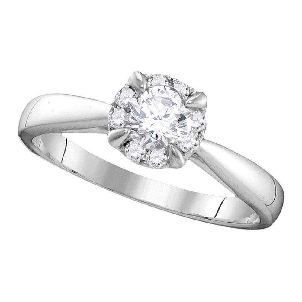 GND Engagement Bridal Ring 14kt White Gold Round Diamond Solitaire Bridal Wedding Engagement Ring 1/2 Cttw