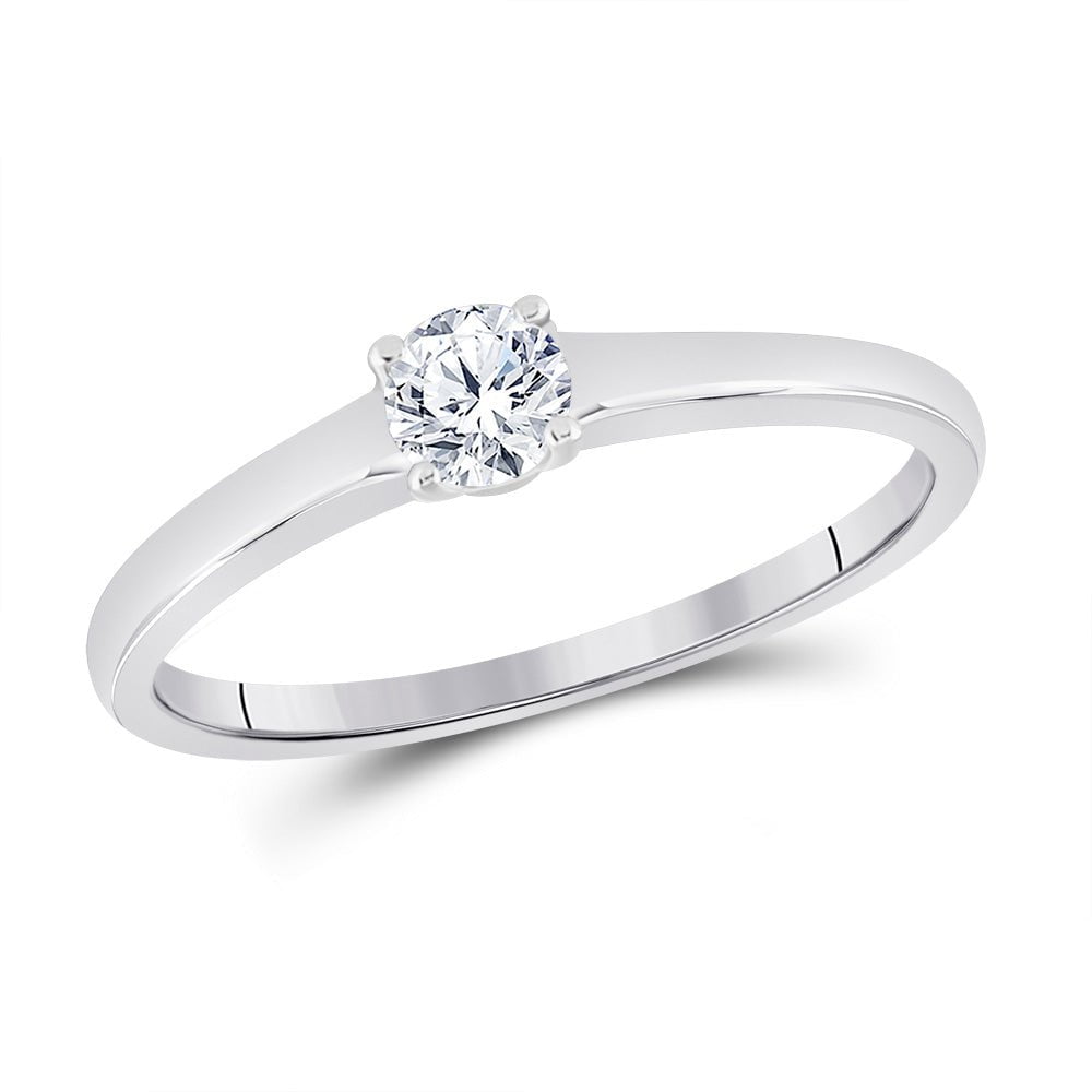 GND Engagement Bridal Ring 14kt White Gold Round Diamond Solitaire Bridal Wedding Engagement Ring 1/4 Cttw