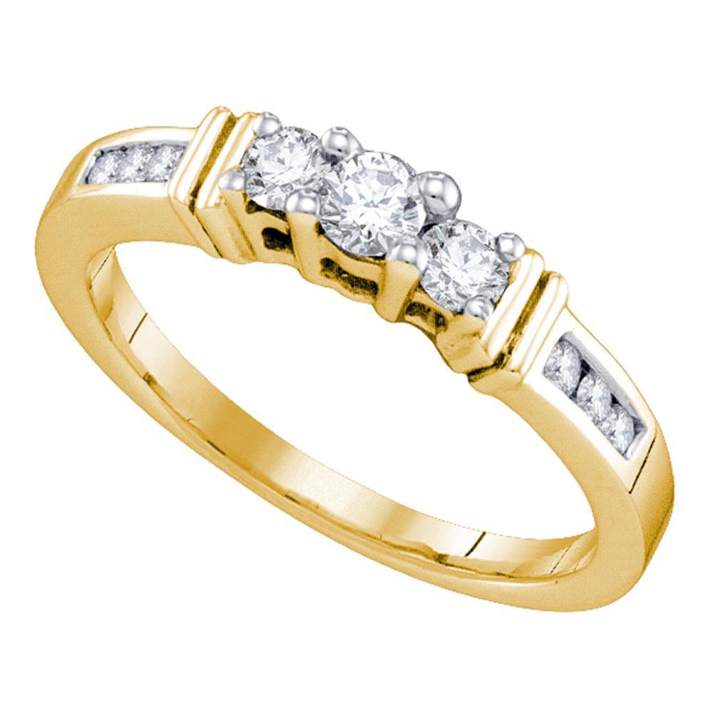 GND Engagement Bridal Ring 14kt Yellow Gold Round Diamond 3-stone Bridal Wedding Engagement Ring 1/3 Cttw