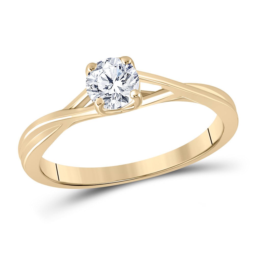 GND Engagement Bridal Ring 14kt Yellow Gold Round Diamond Solitaire Bridal Wedding Engagement Ring 1/2 Cttw