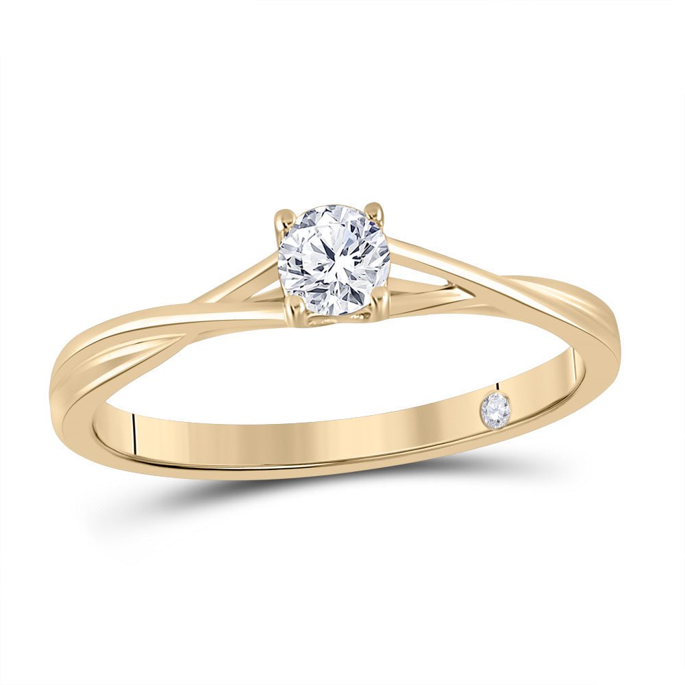 GND Engagement Bridal Ring 14kt Yellow Gold Round Diamond Solitaire Bridal Wedding Engagement Ring 1/4 Cttw