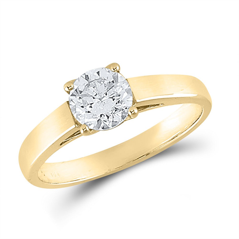 GND Engagement Bridal Ring 14kt Yellow Gold Round Diamond Solitaire Bridal Wedding Engagement Ring 1 Cttw