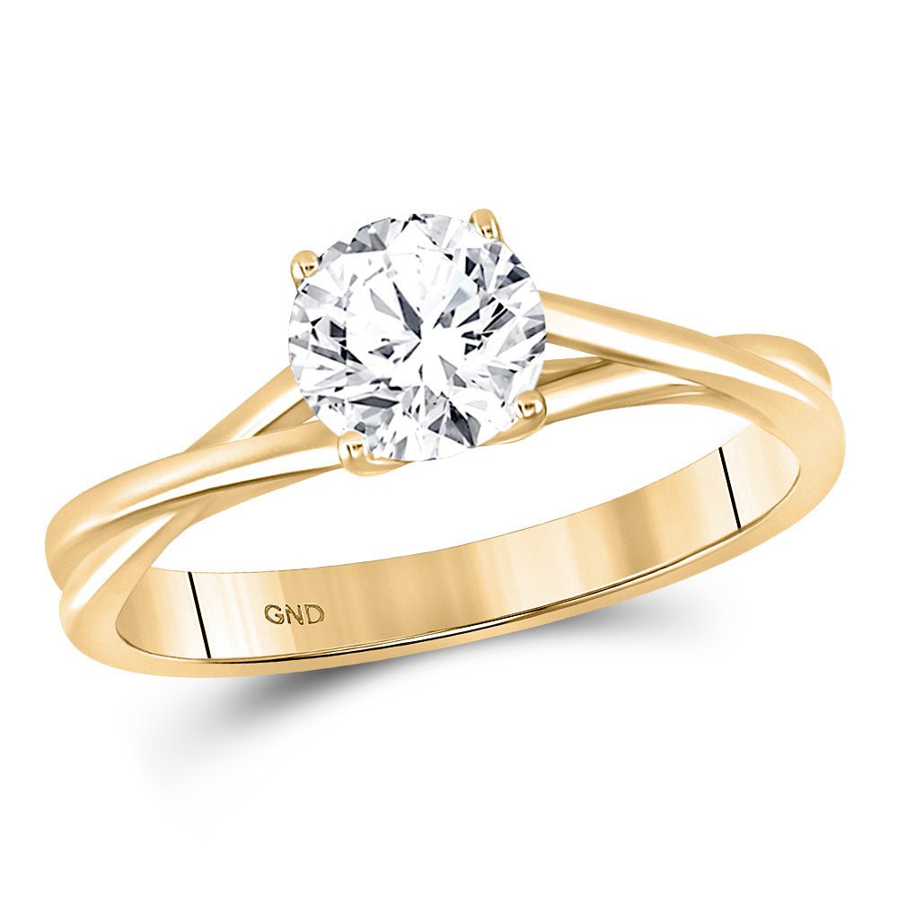 GND Engagement Bridal Ring 14kt Yellow Gold Round Diamond Solitaire Bridal Wedding Engagement Ring 3/4 Cttw