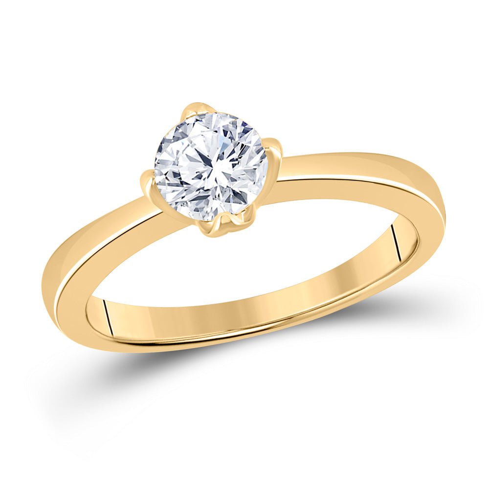 GND Engagement Bridal Ring 14kt Yellow Gold Round Diamond Solitaire Bridal Wedding Engagement Ring 3/4 Cttw
