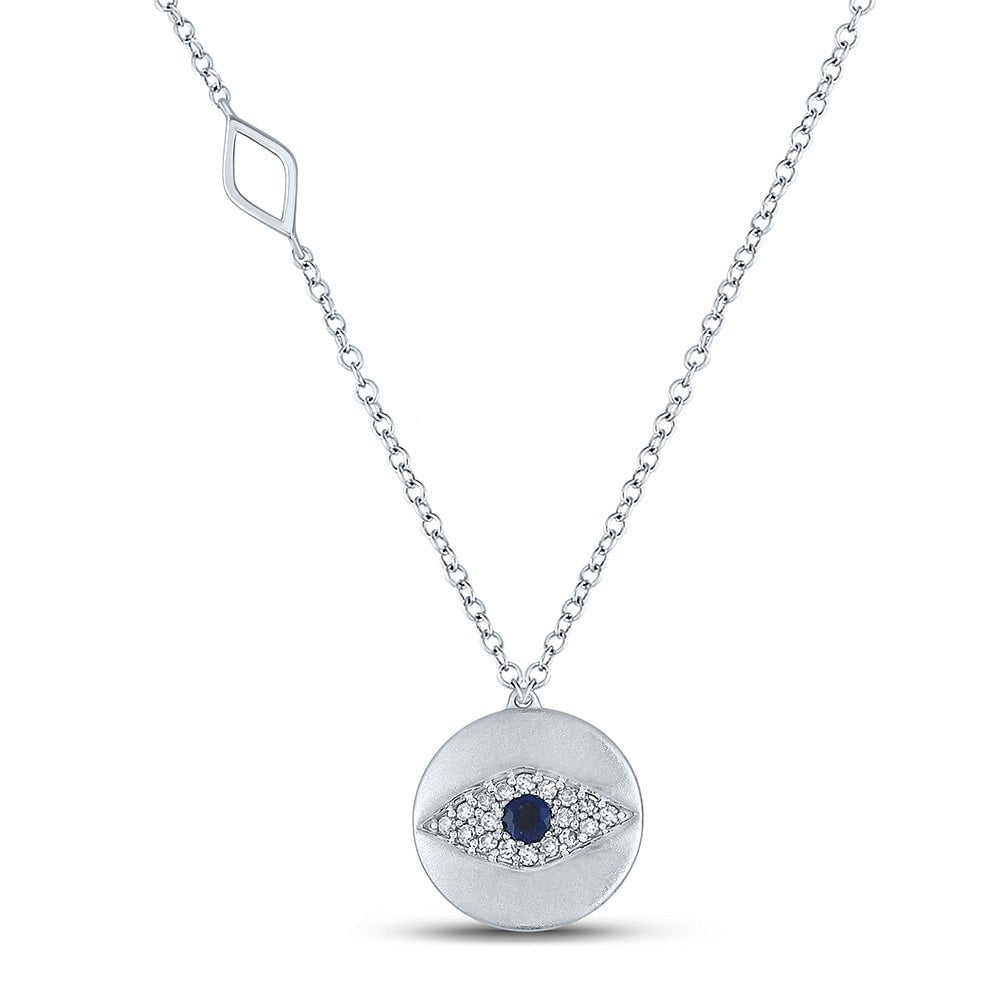 14k White Gold Dangling Diamond Sapphire Evil Eye Necklace – MB Altman  Jewelry