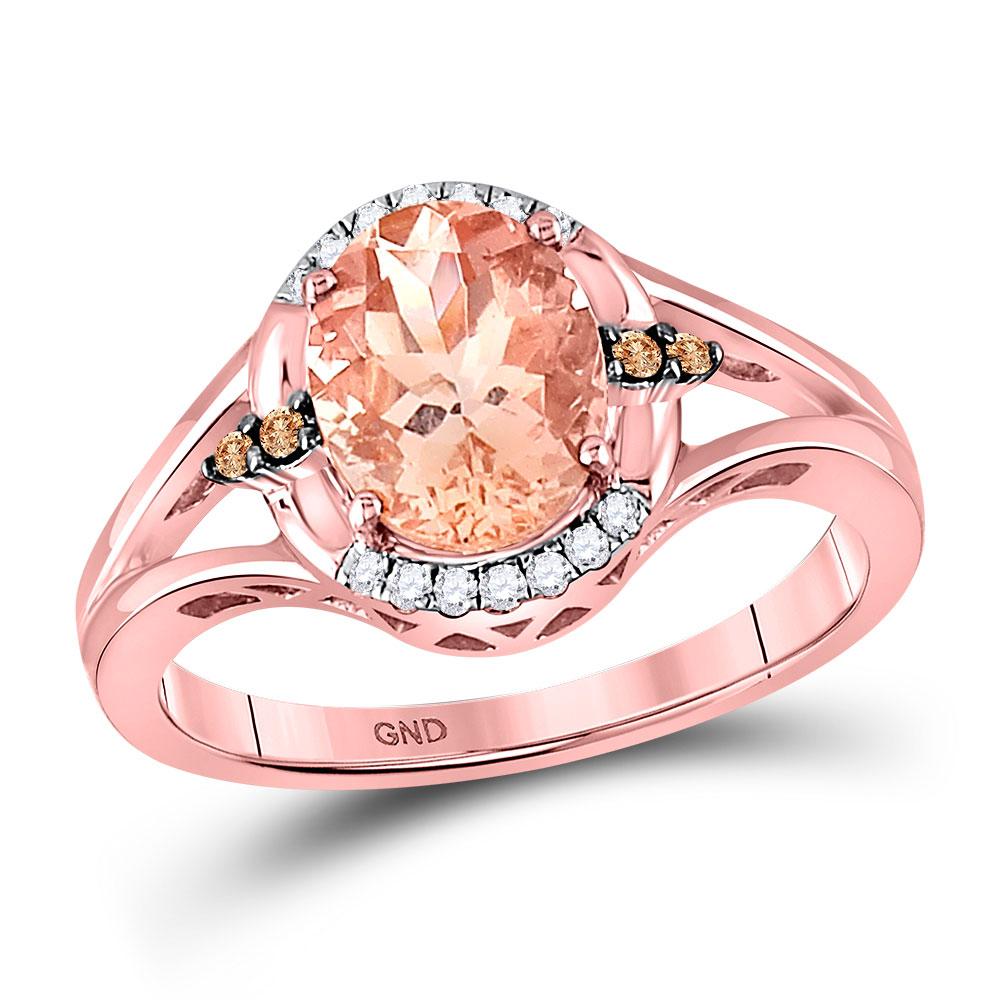 GND Gemstone Fashion Ring 10kt Rose Gold Womens Oval Morganite Fashion Solitaire Ring 2 Cttw