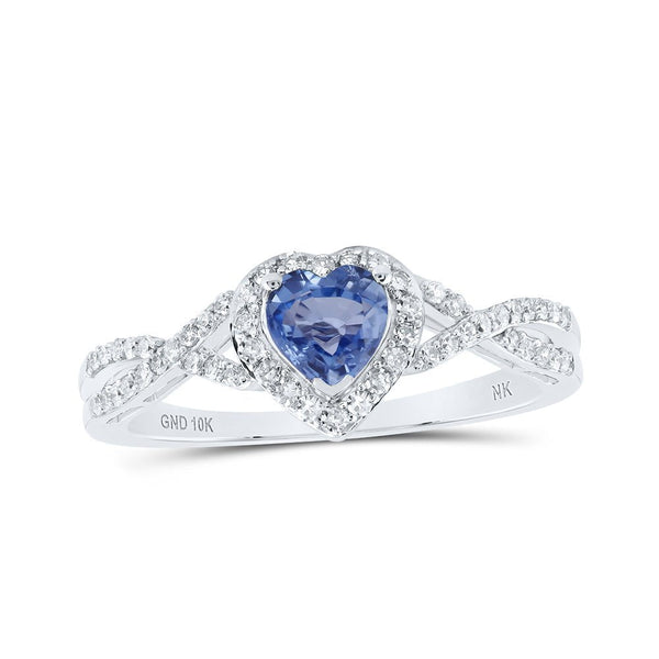 10k hot sapphire and diamond heart